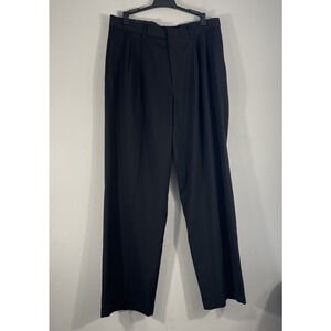 Calvin Klein Mens 32.5 x 29.5 (32x30 Tag) Pleated Cuffed Hem Dress Pants Black